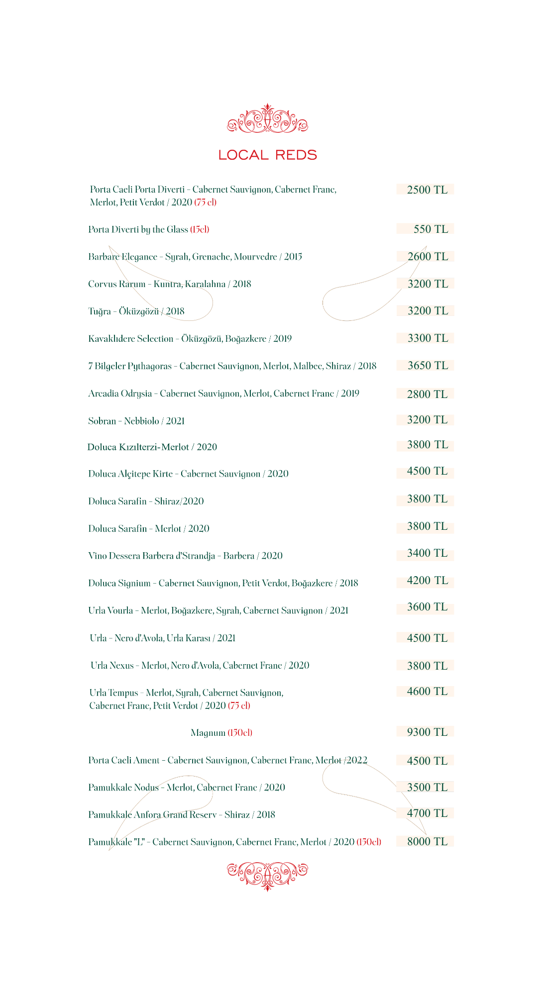 Şarap Menü 2
